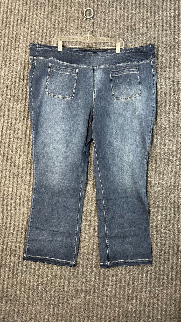 Belle Kim Gravel Jeans Womens Plus 30W Blue Medium Wash Boot Cut Pull On Denim